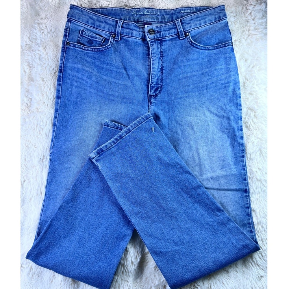 Gloria Vanderbilt Amanda 2.0 Slim Leg Jeans Womens 12 Medium Wash High Rise. a17